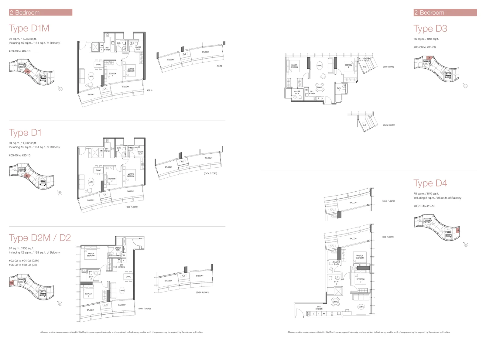 Duo Residences floor plan, type D3: 2-Bedroom, 818 sq ft