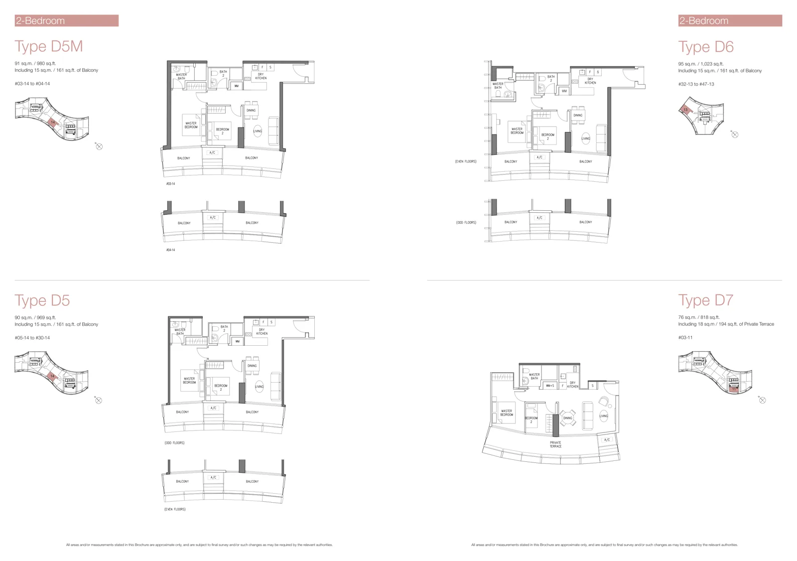 Duo Residences floor plan, type D7: 2-Bedroom, 818 sq ft