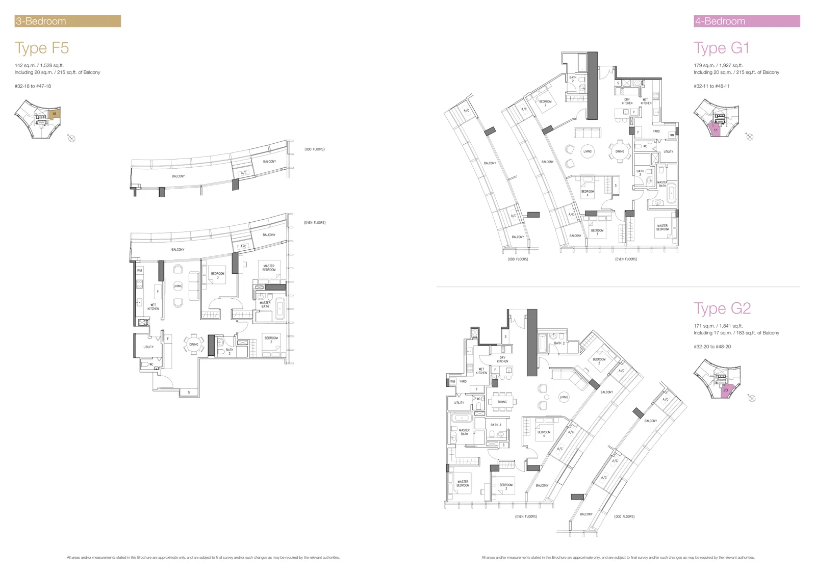 Duo Residences floor plan, type F5: 3-Bedroom, 1,528 sq ft