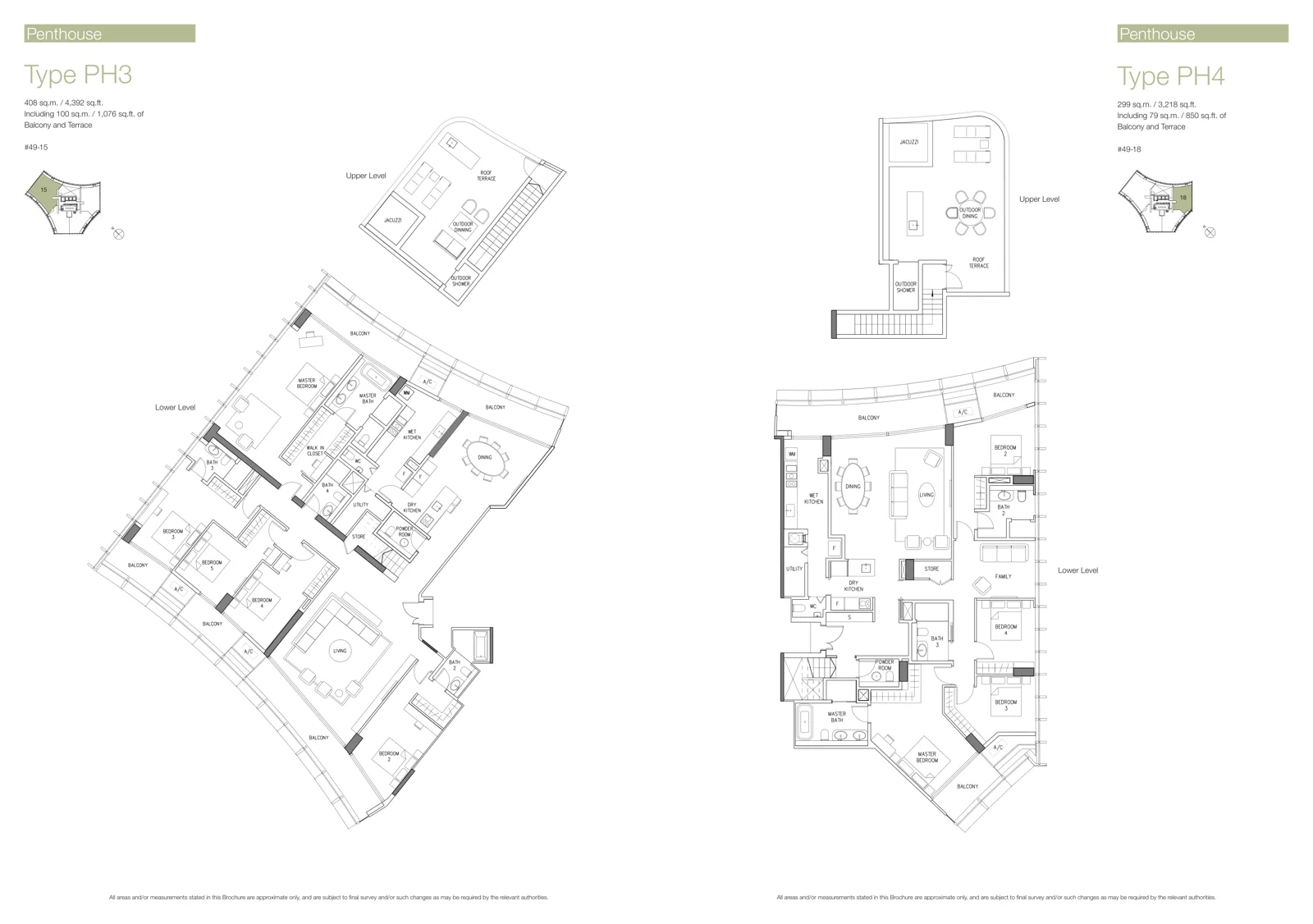 Duo Residences floor plan, type PH4: Penthouse, 3,218 sq ft
