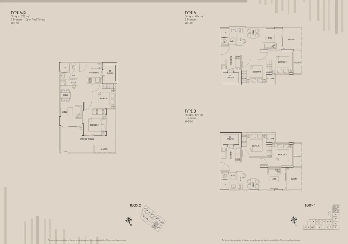 East Village floor plan, type A: 2-Bedroom, 624 sq ft
