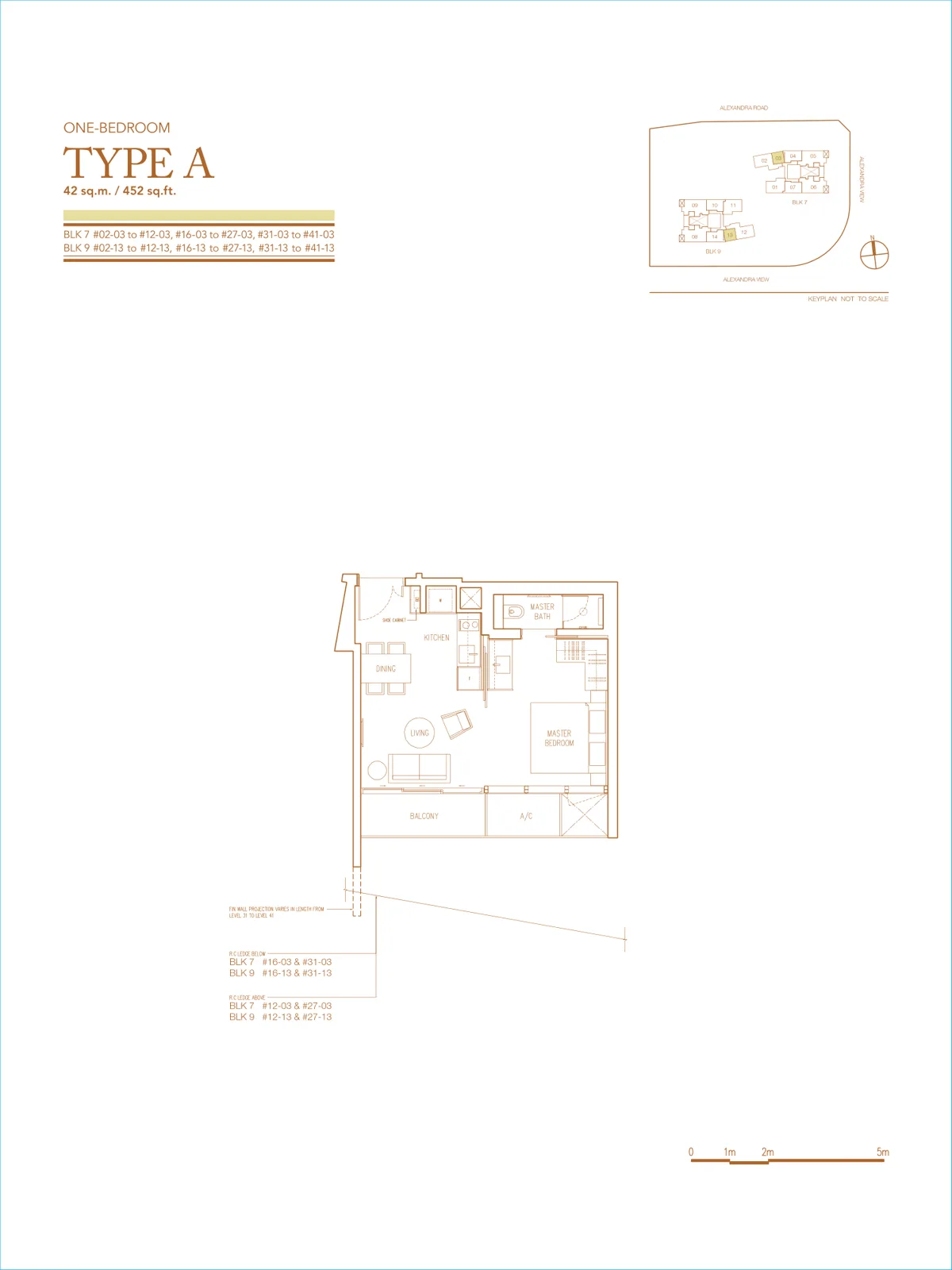 Echelon floor plan, type A: 1-Bedroom, 452 sq ft