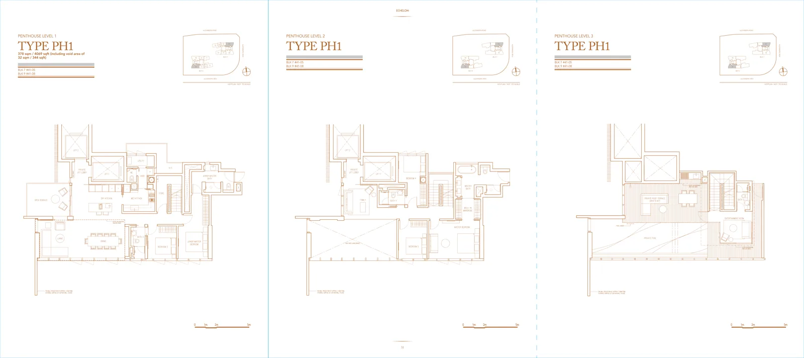 Echelon floor plan, type PH1: Penthouse, 4,069 sq ft