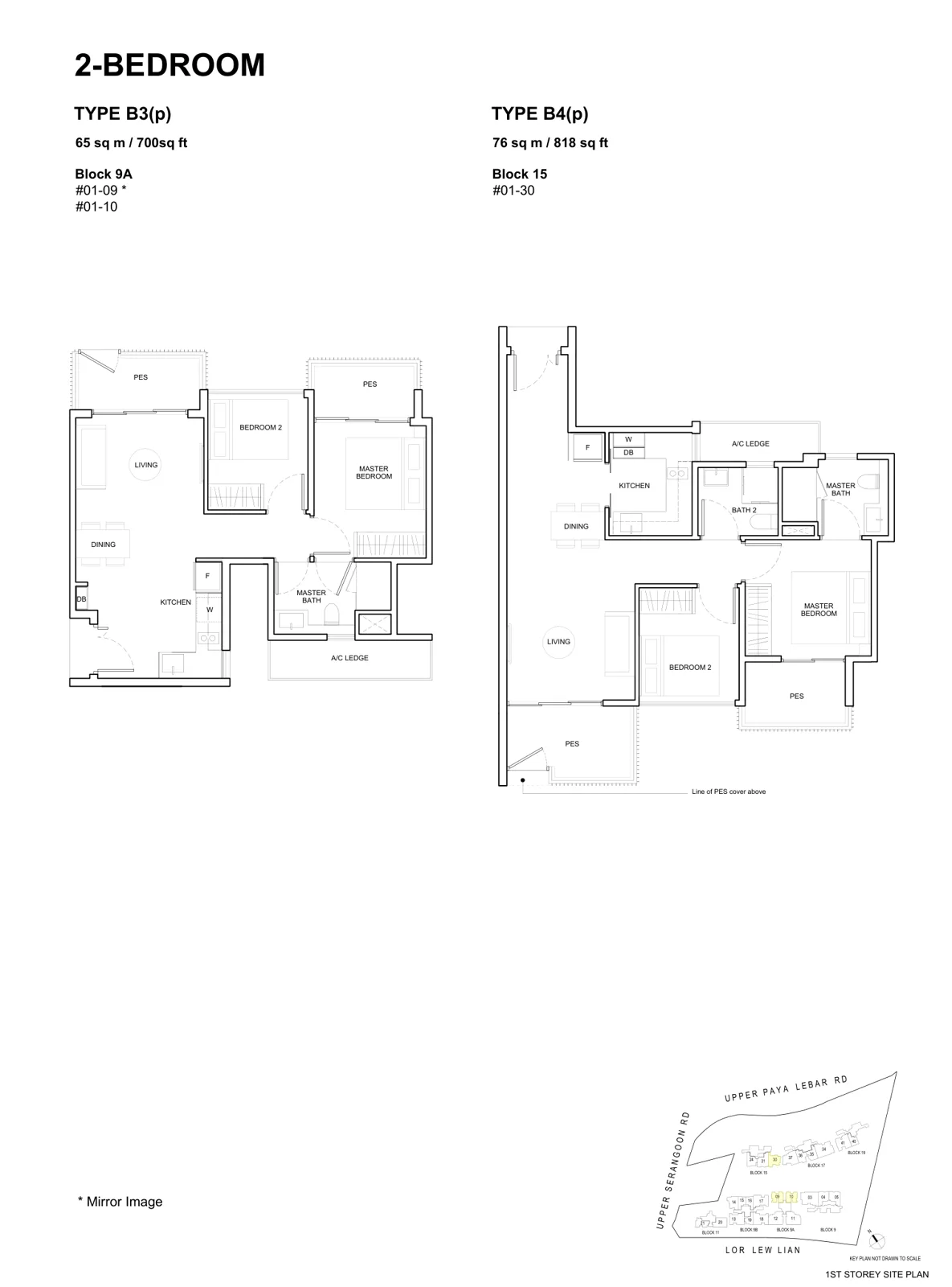 Forest Woods floor plan, type B3(p): 2-Bedroom, 700 sq ft