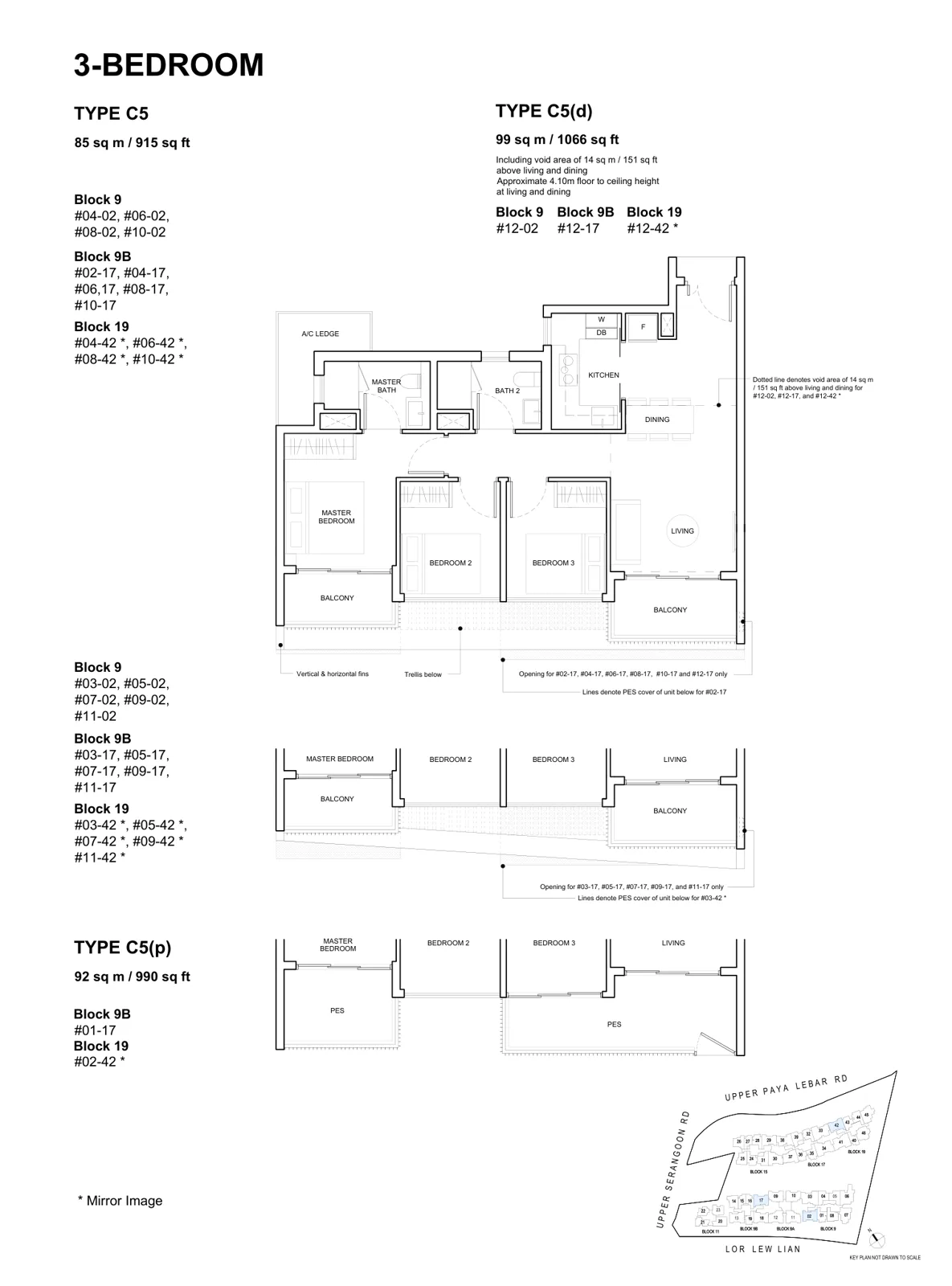 Forest Woods floor plan, type C5: 3-Bedroom, 915 sq ft