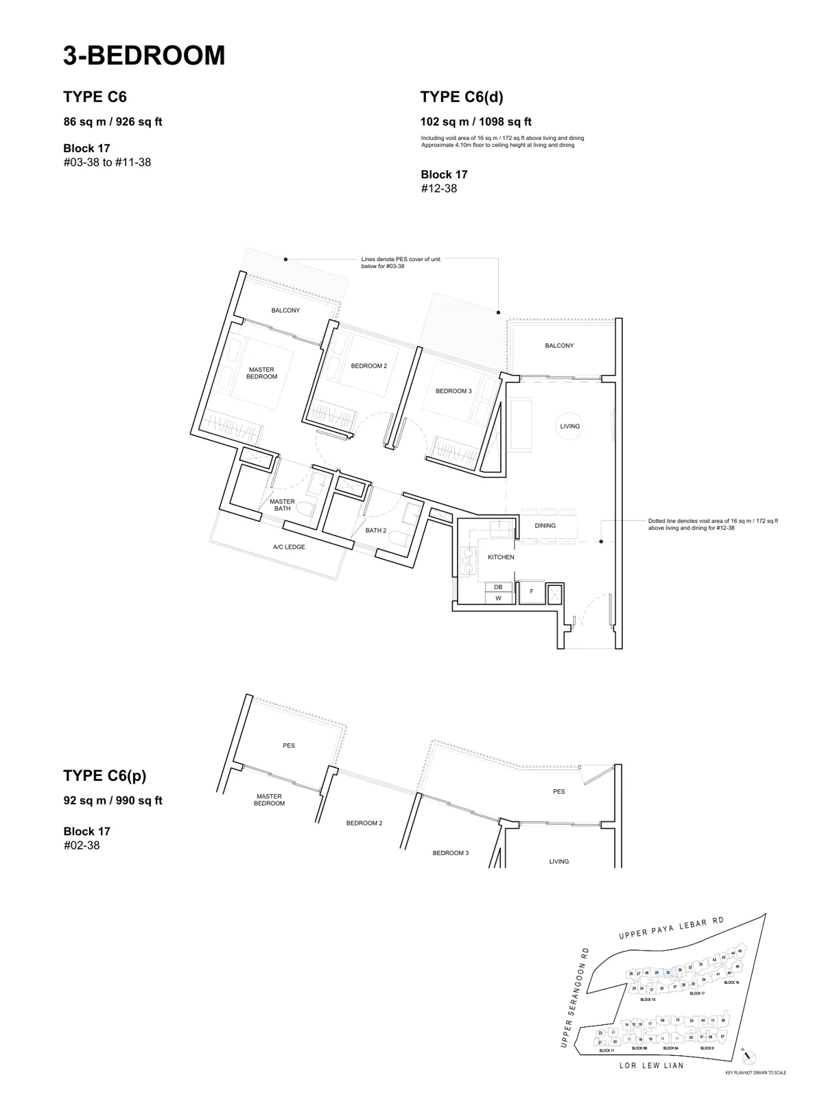 Forest Woods floor plan, type C6: 3-Bedroom, 926 sq ft
