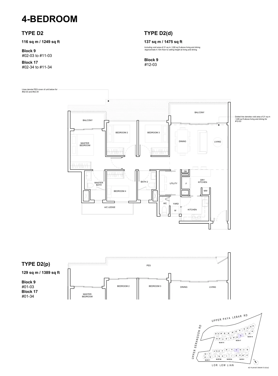 Forest Woods floor plan, type D2: 4-Bedroom, 1,249 sq ft