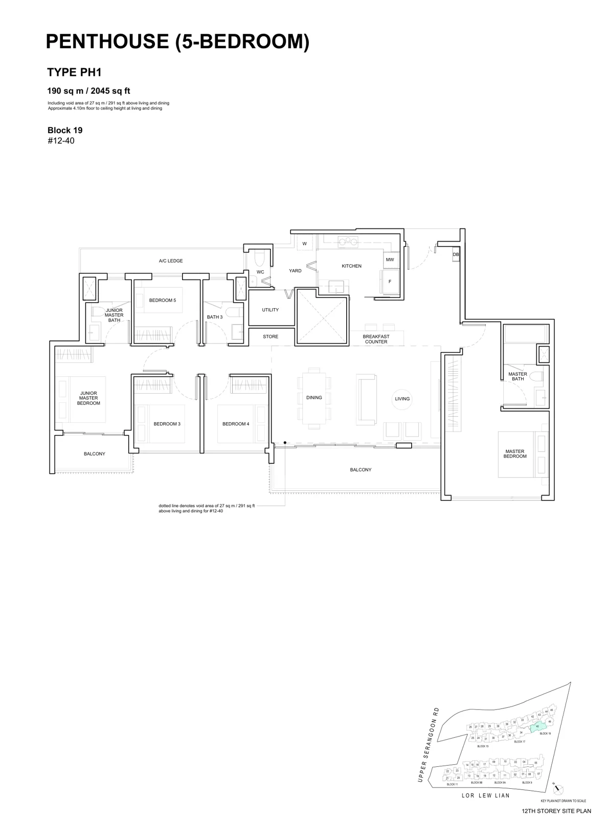 Forest Woods floor plan, type PH1: Penthouse (5-Bedroom), 2,045 sq ft