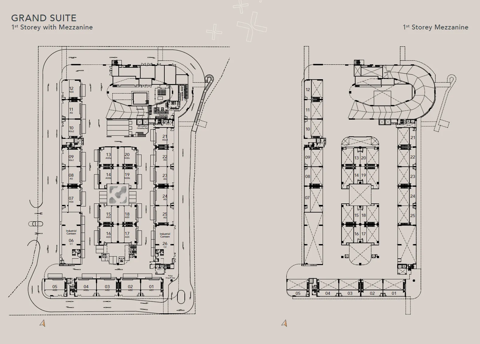 GATE+ floor plan, type S1: Grand Suite (1st storey + mezzanine) 2,174-2,971 sq ft, 2,486 sq ft