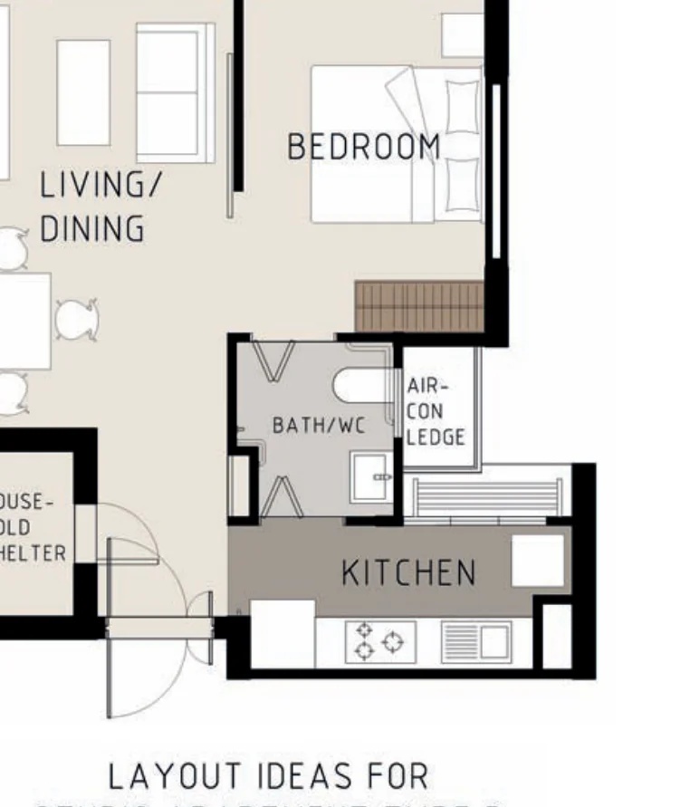 Golden Ginger floor plan, type SB: Studio (Type B), 47 sqm, 506 sq ft