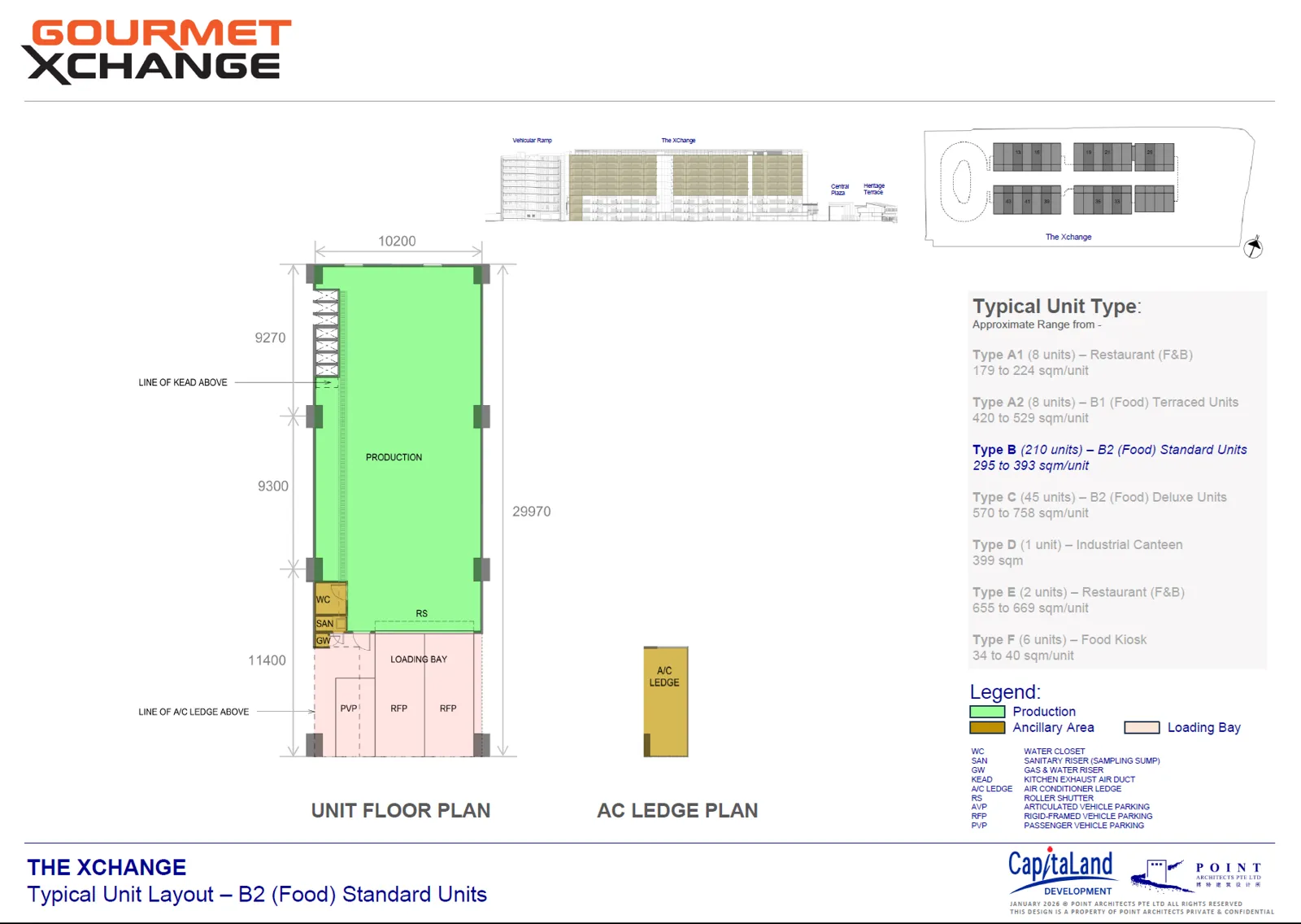 Gourmet Xchange floor plan, type B: Standard unit 3,180-3,832 sq ft, 3,401 sq ft