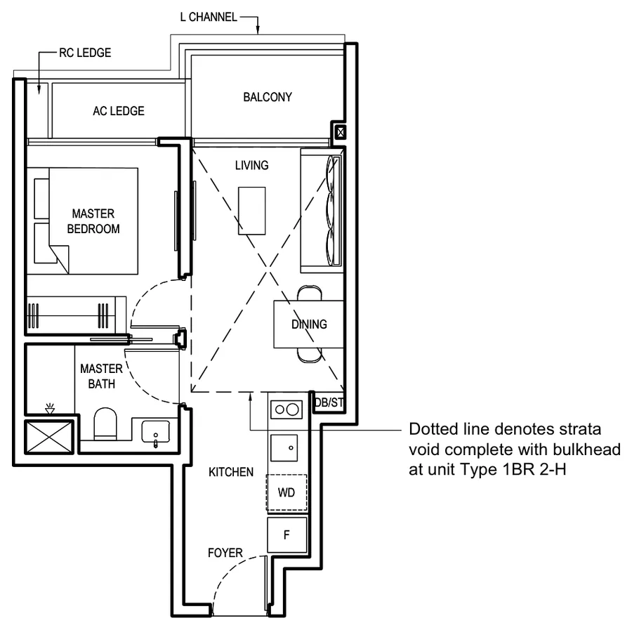 Grand Dunman floor plan, type 1BR 2: 1 Bedroom, 452 sq ft