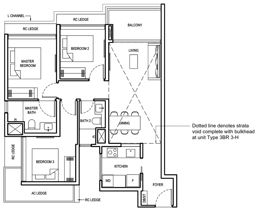 Grand Dunman floor plan, type 3BR 3: 3 Bedroom, 926 sq ft