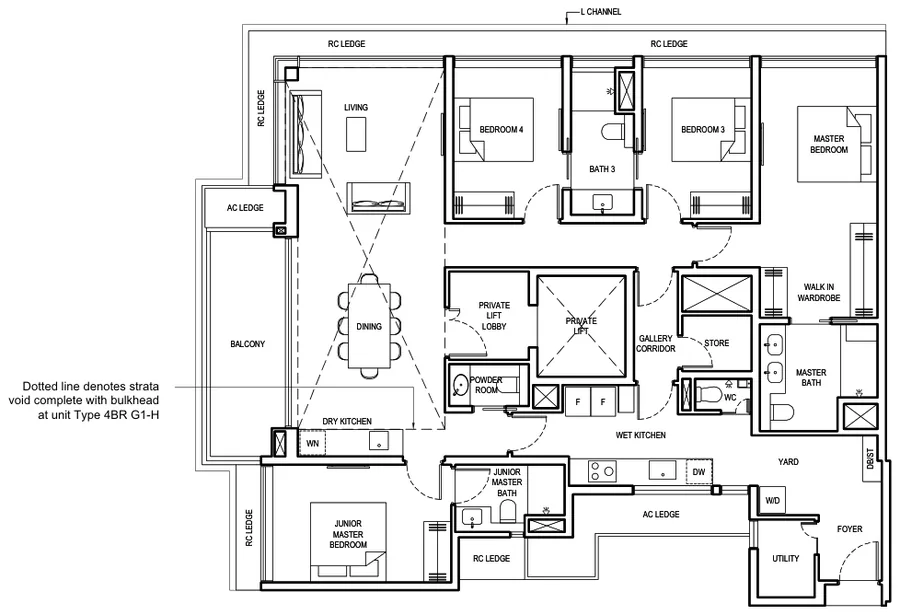 Grand Dunman floor plan, type 4BR G1: 4 Bedroom (Grand), 1,927 sq ft