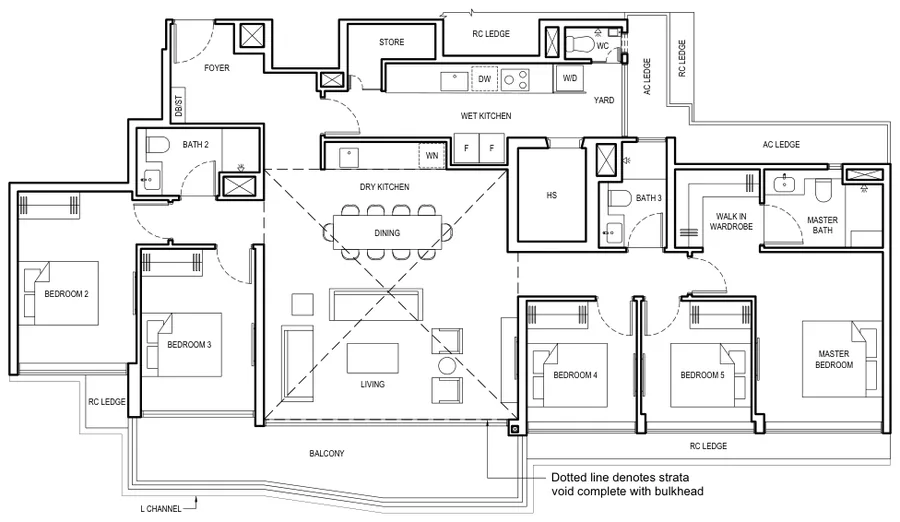 Grand Dunman floor plan, type PH-2: Penthouse, 2,336 sq ft