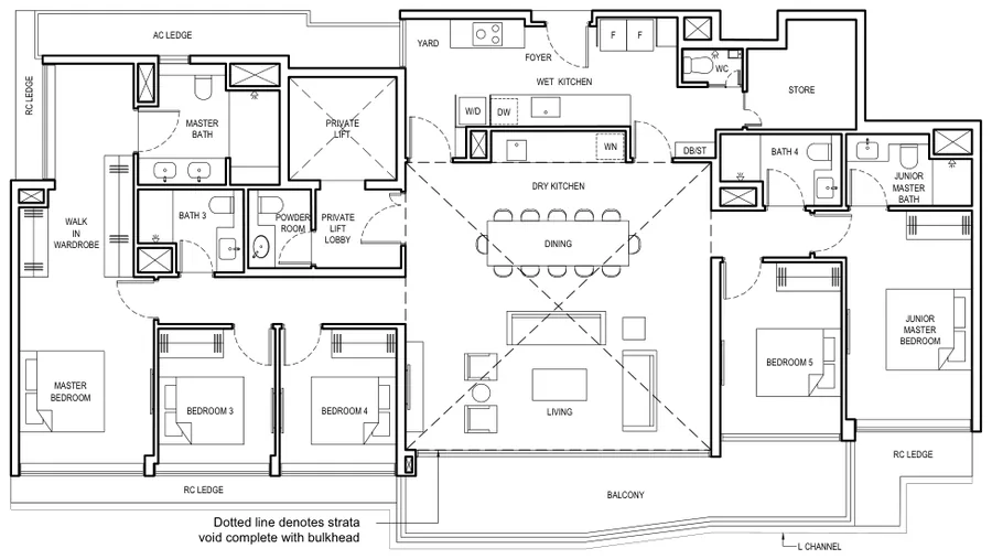 Grand Dunman floor plan, type PH-6: Penthouse, 2,756 sq ft