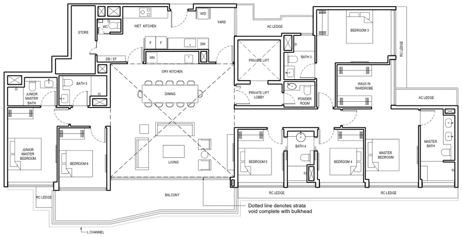 Grand Dunman floor plan, type PH-8: Penthouse, 3,068 sq ft