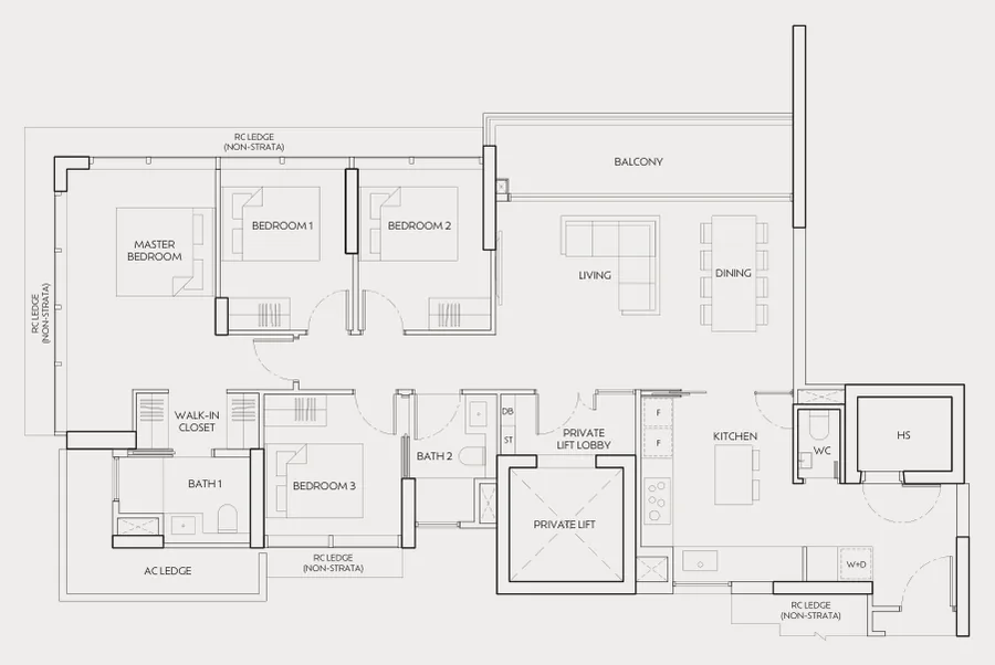 J'den floor plan, type D(p): 4-Bedroom (Premium), 1,485 sq ft