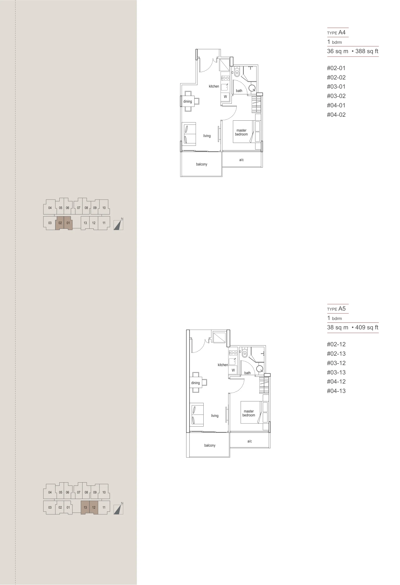 Jupiter 18 floor plan, type A4: 1-Bedroom, 388 sq ft