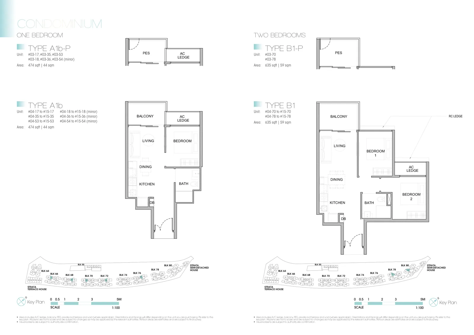 Kingsford Waterbay floor plan, type A1b: 1-Bedroom, 474 sq ft