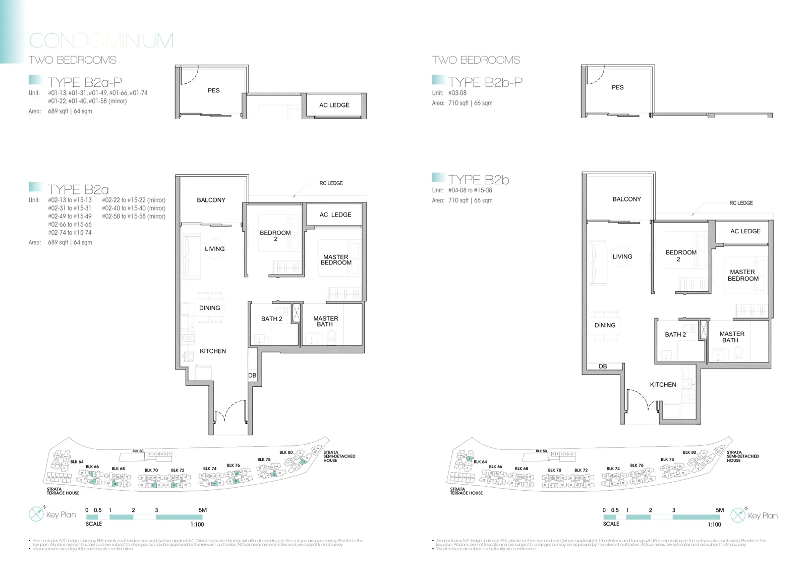 Kingsford Waterbay floor plan, type B2a: 2-Bedroom, 689 sq ft
