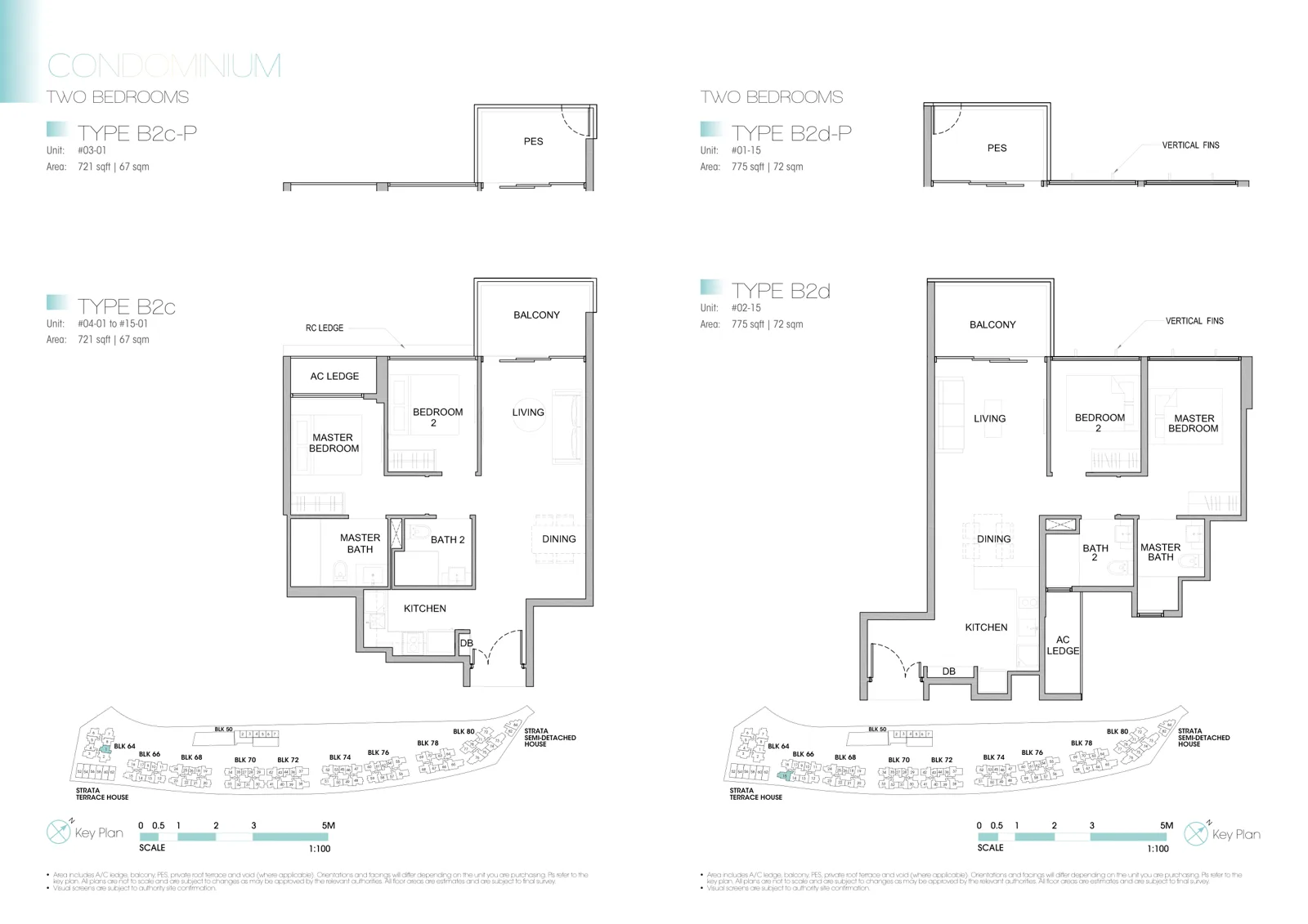 Kingsford Waterbay floor plan, type B2c: 2-Bedroom, 721 sq ft