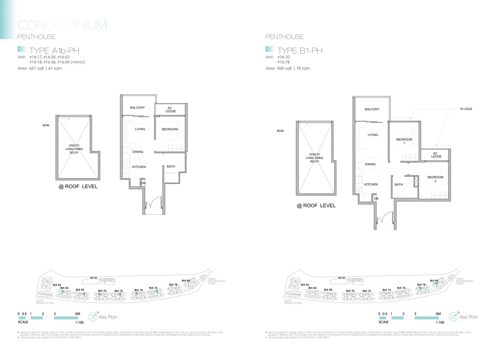 Kingsford Waterbay floor plan, type A1b-PH: Penthouse, 1 bedroom, 657 sq ft