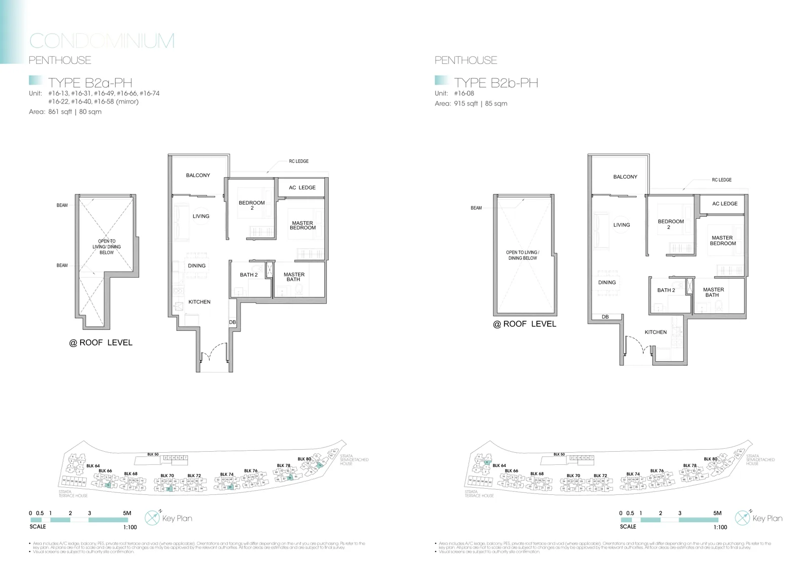Kingsford Waterbay floor plan, type B2a-PH: Penthouse, 2 bedrooms, 861 sq ft