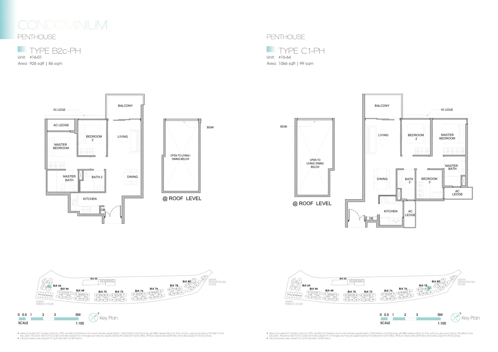 Kingsford Waterbay floor plan, type B2c-PH: Penthouse, 2 bedrooms, 926 sq ft