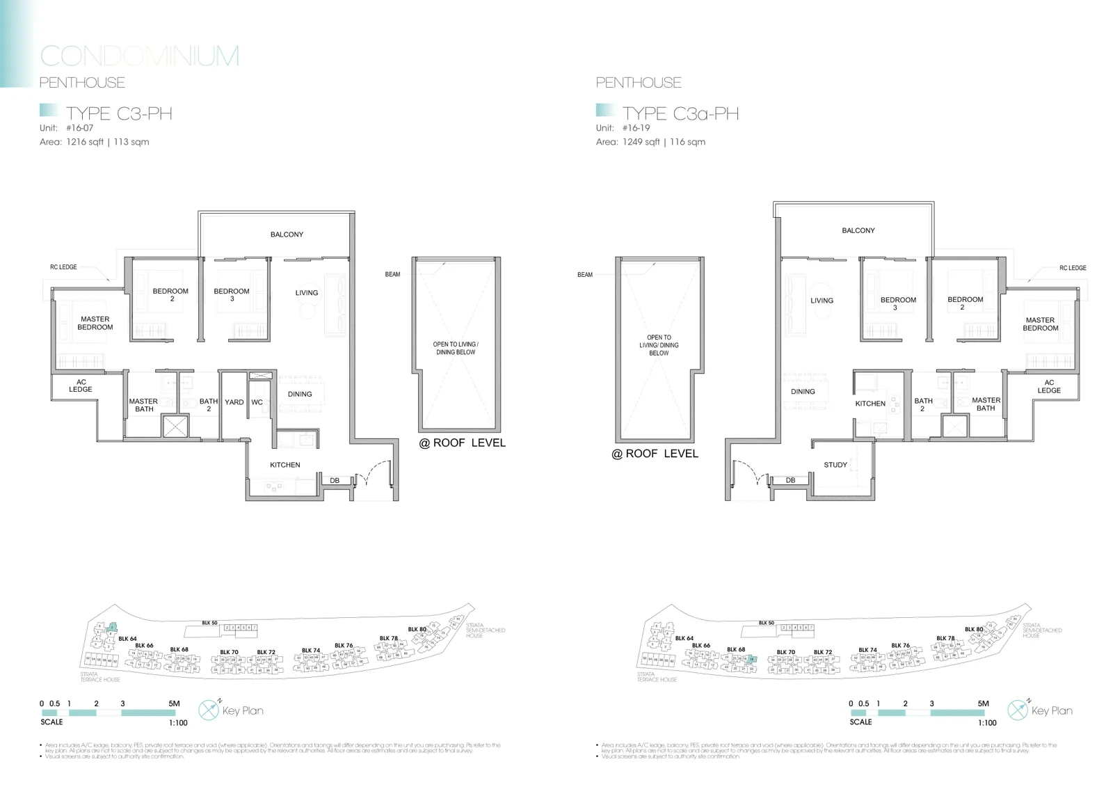 Kingsford Waterbay floor plan, type C3-PH: Penthouse, 3 bedrooms, 1,216 sq ft