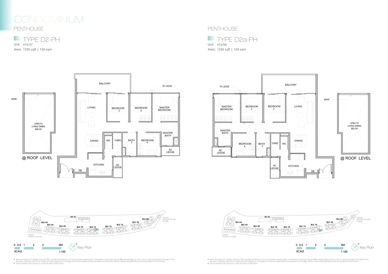 Kingsford Waterbay floor plan, type D2-PH: Penthouse, 4 bedrooms, 1,335 sq ft