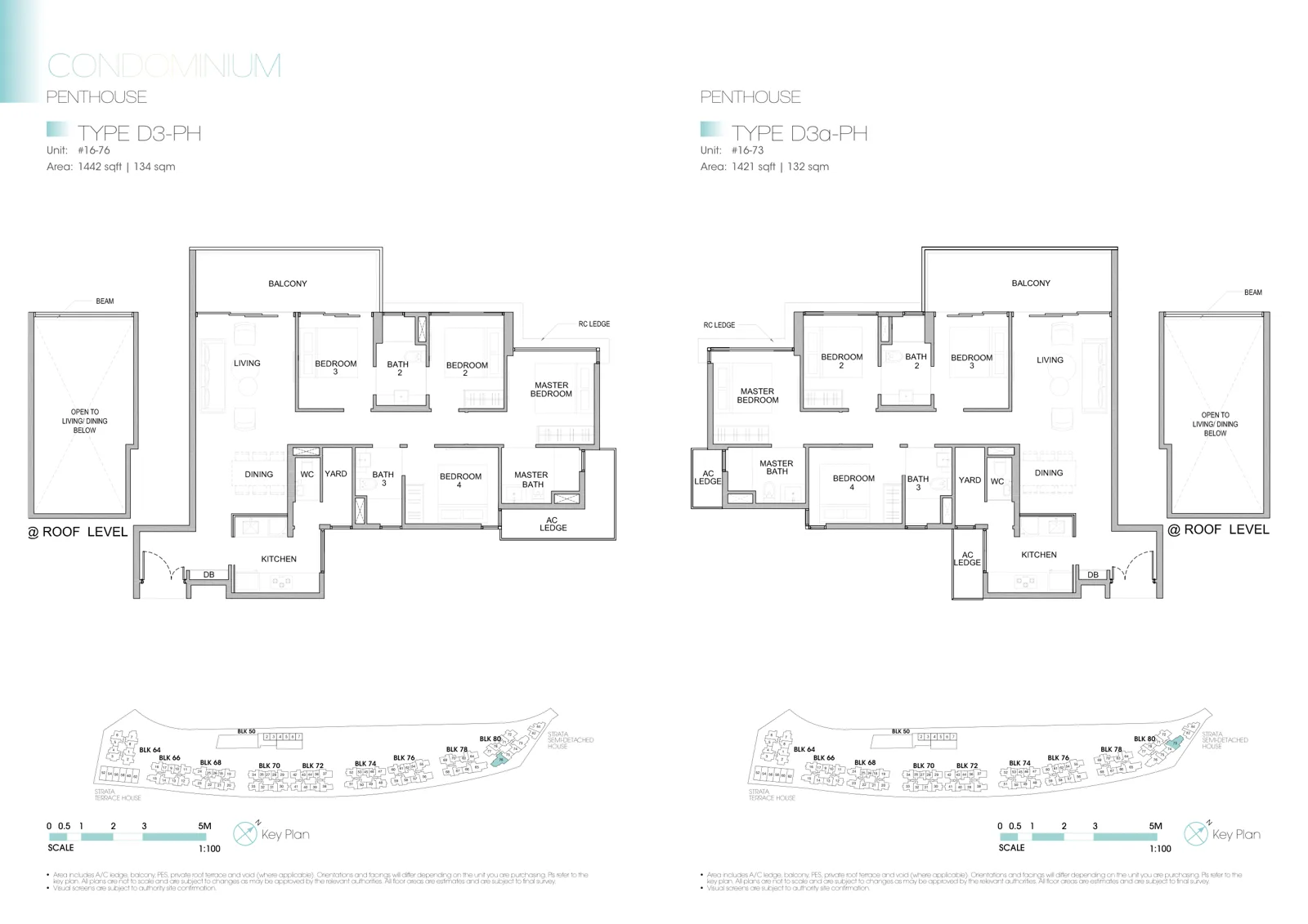 Kingsford Waterbay floor plan, type D3a-PH: Penthouse, 4 bedrooms, 1,421 sq ft