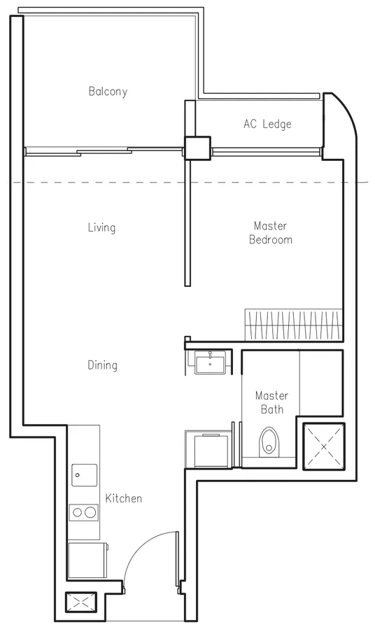 Lakeville floor plan, type A1: 1-Bedroom, 560 sq ft