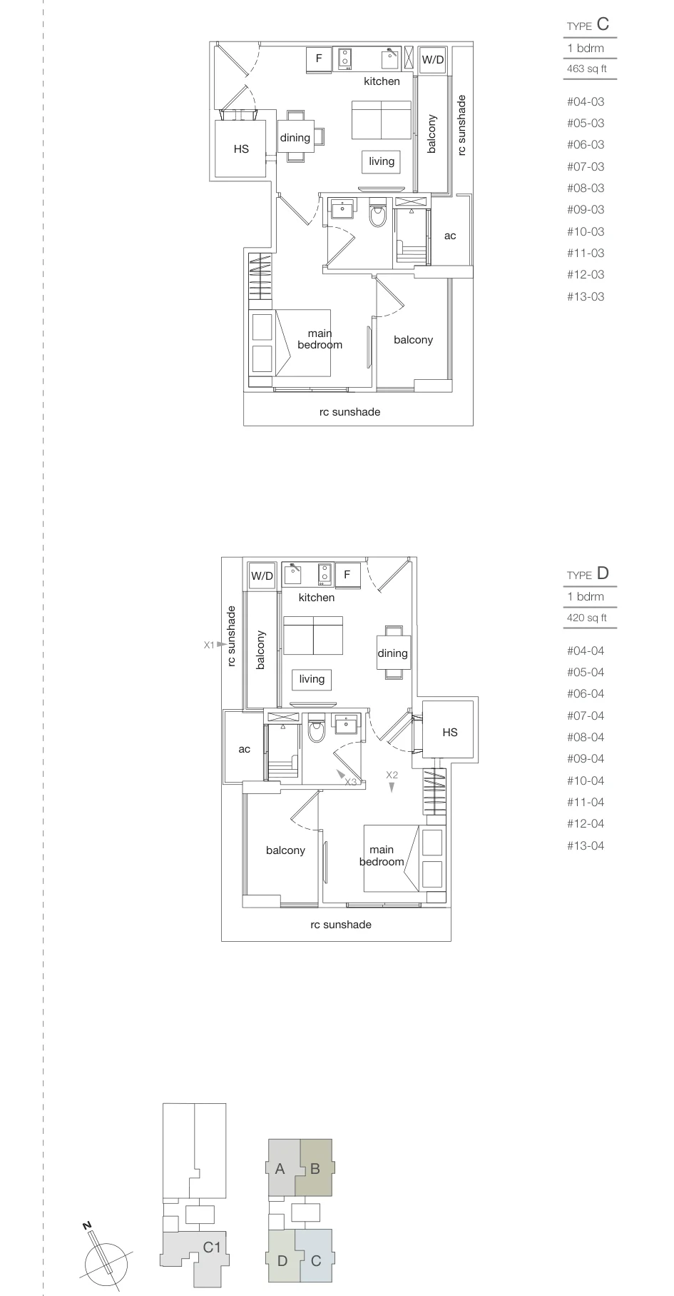 Leicester Suites floor plan, type D: 1-Bedroom, 420 sq ft