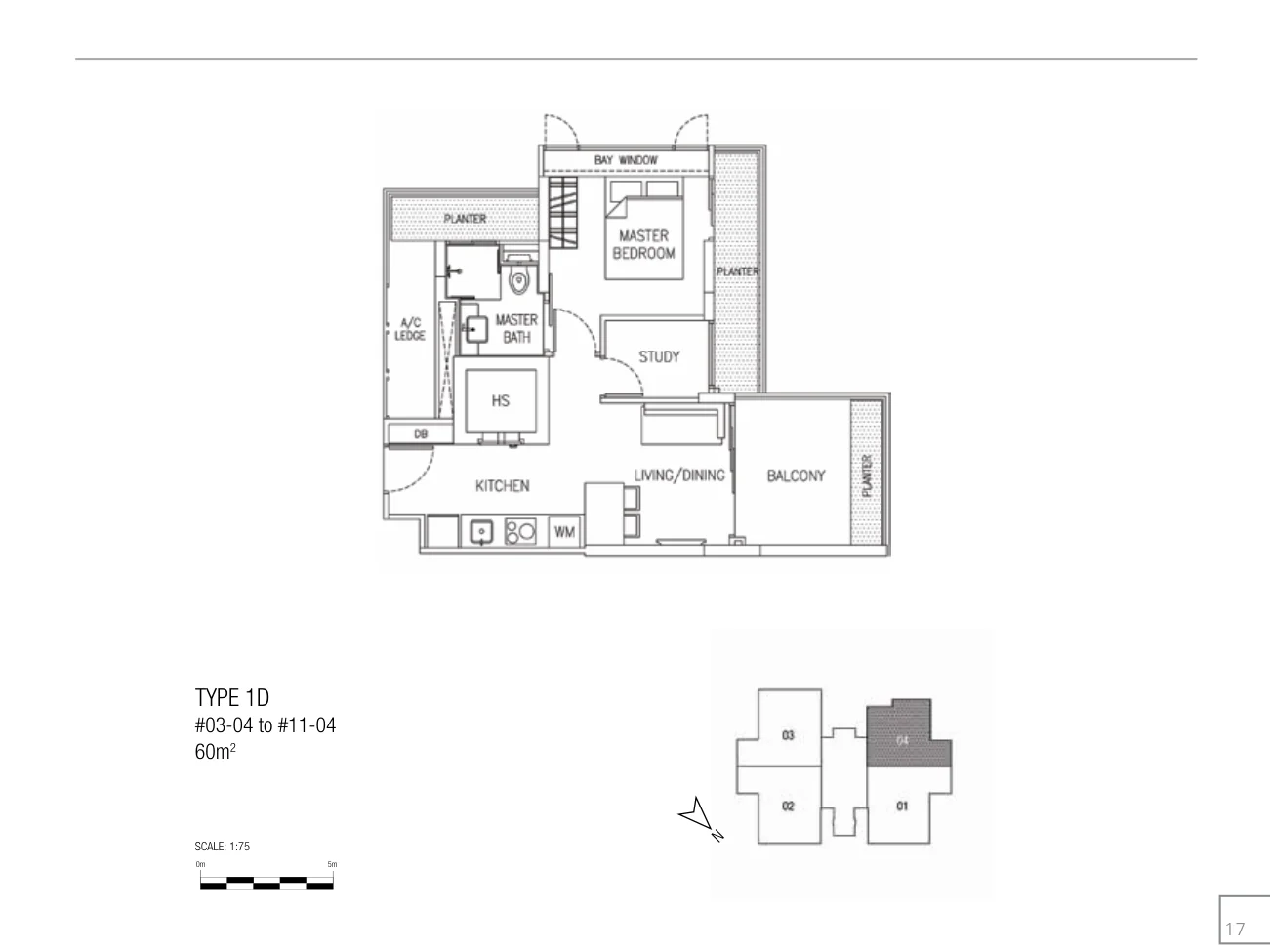 Liberte floor plan, type 1D: 1-Bedroom + Study, 646 sq ft