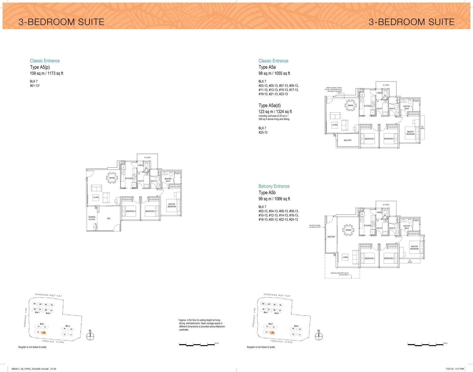 Lush Acres floor plan, type A5a: 3-Bedroom Suite, 1,055 sq ft