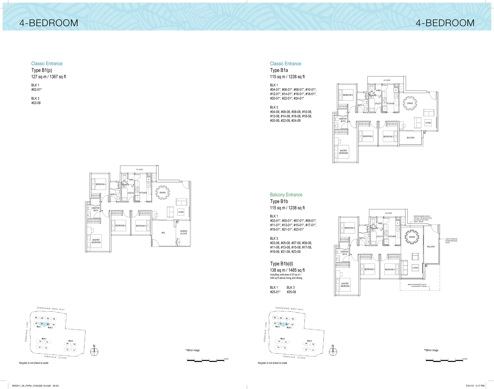 Lush Acres floor plan, type B1a: 4-Bedroom, 1,238 sq ft