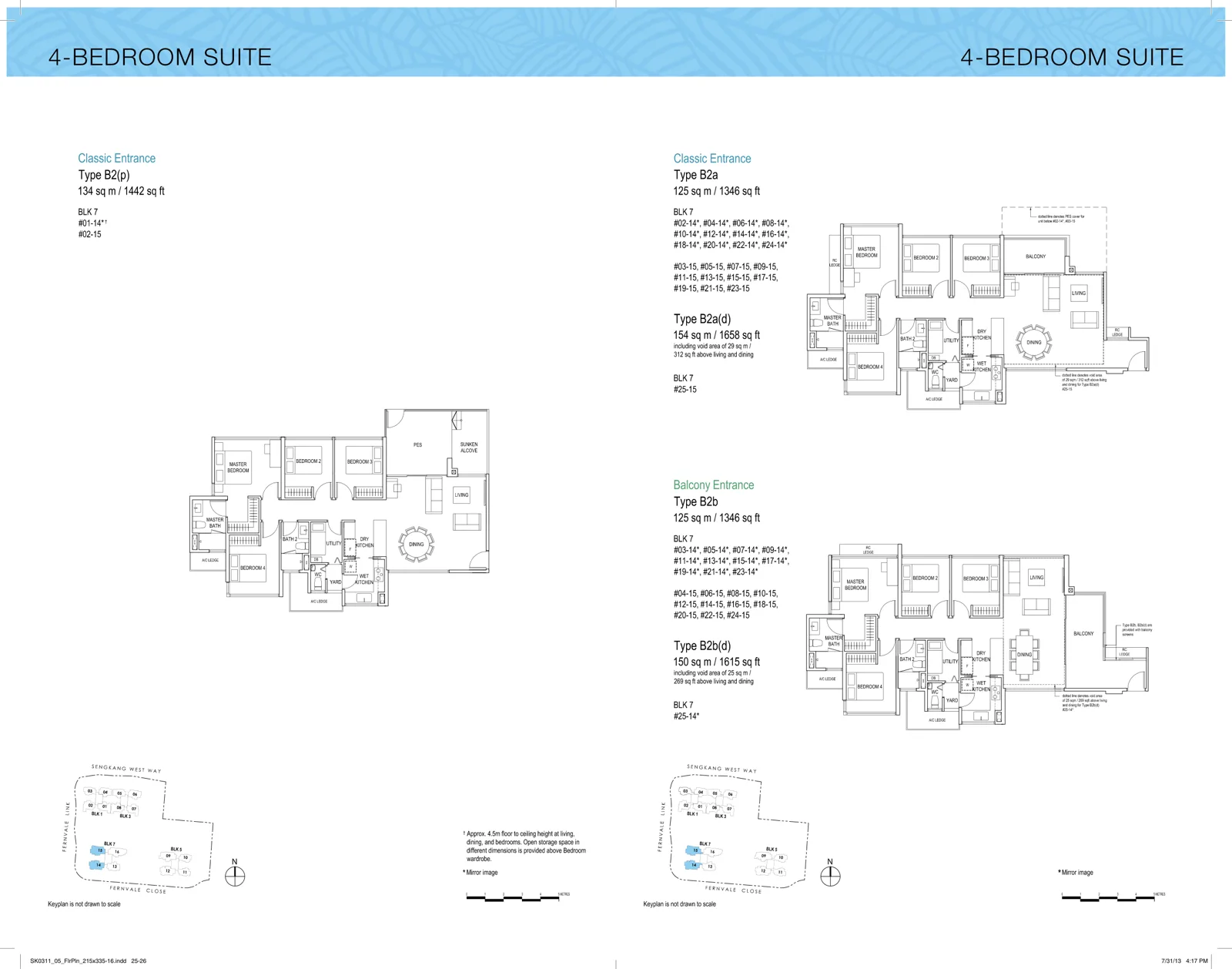 Lush Acres floor plan, type B2a: 4-Bedroom Suite, 1,345 sq ft
