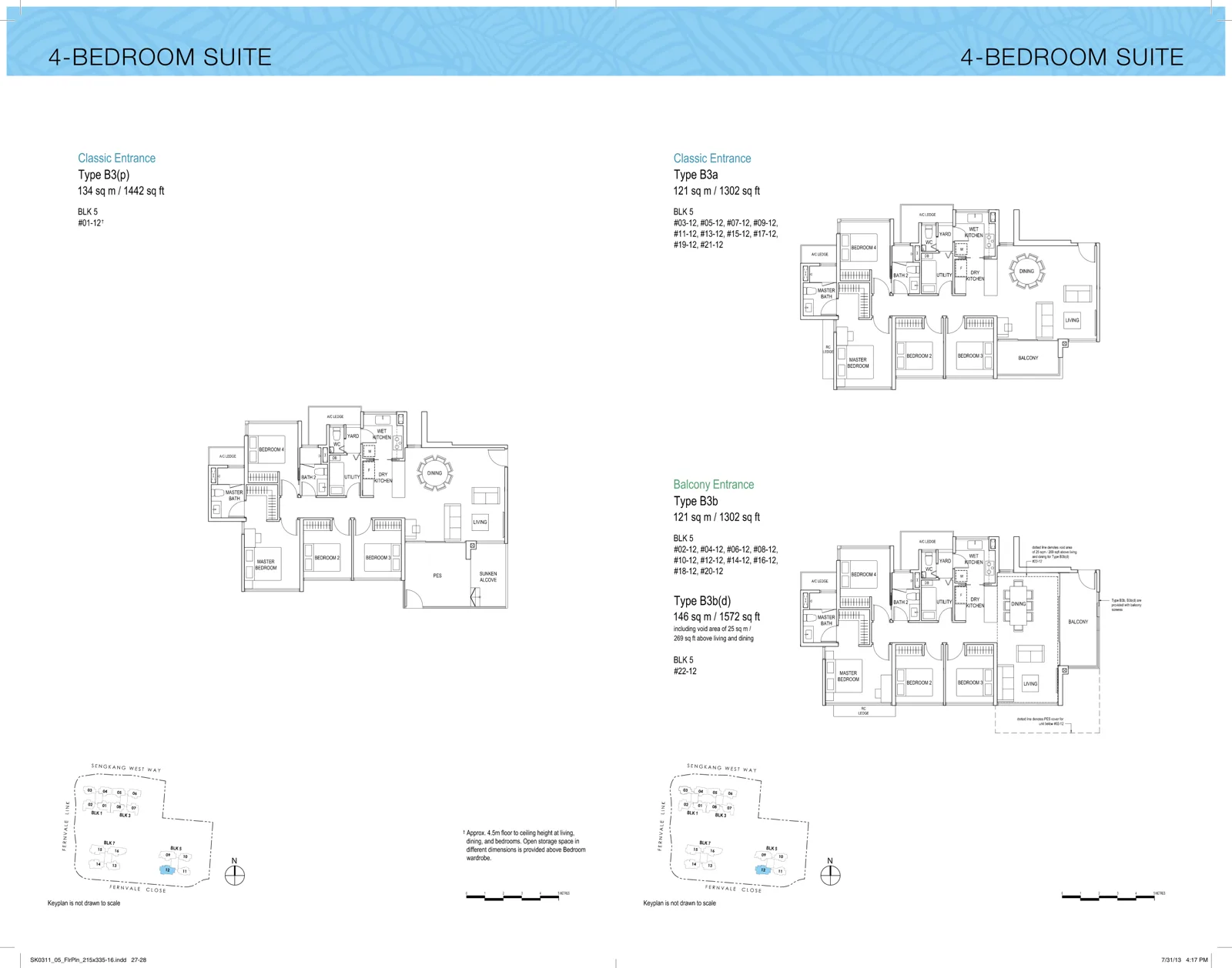 Lush Acres floor plan, type B3a: 4-Bedroom Suite, 1,302 sq ft