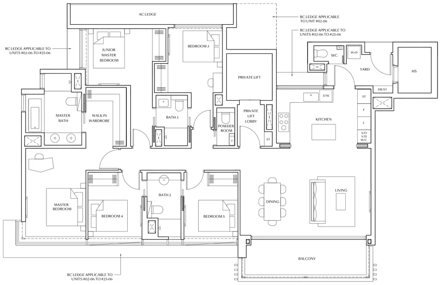 Meyer Blue floor plan, type E1: 5-Bedroom Suite (with Private Lift), 1,905 sq ft