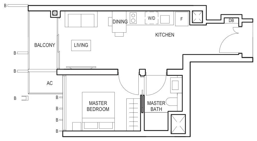 Midwood floor plan, type (1)a [06]: 1-Bedroom, 484 sq ft