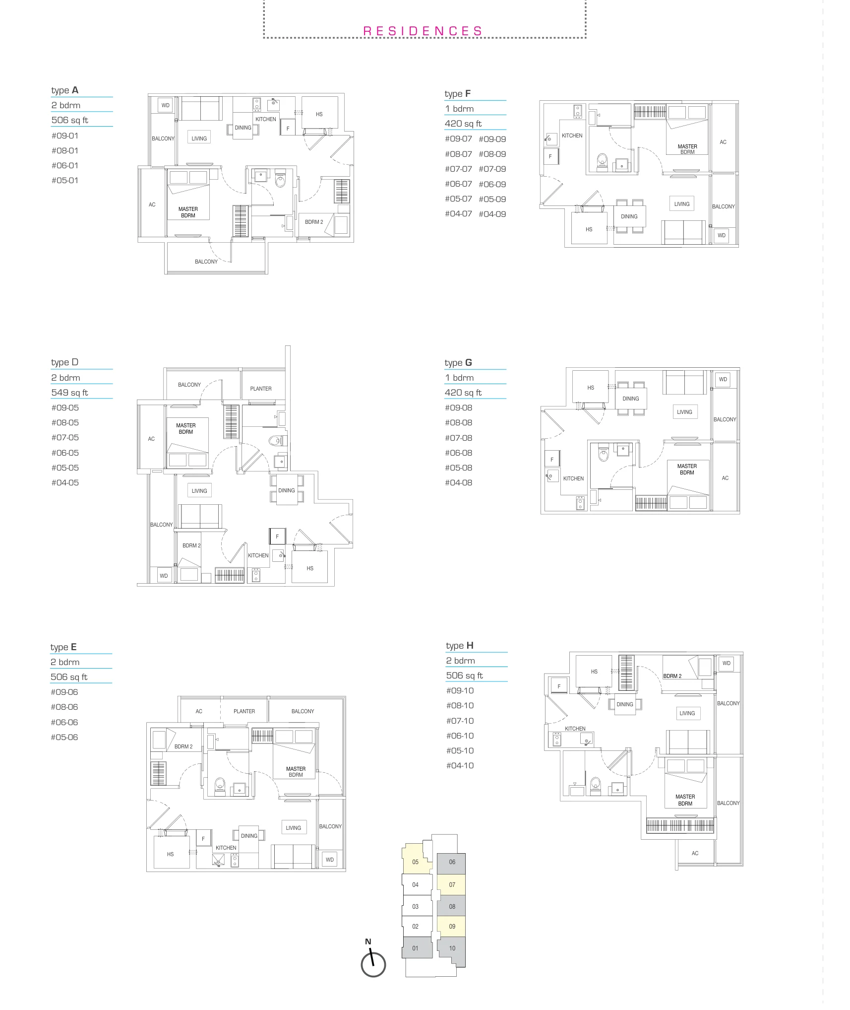 Millage floor plan, type A: 2-Bedroom, 506 sq ft