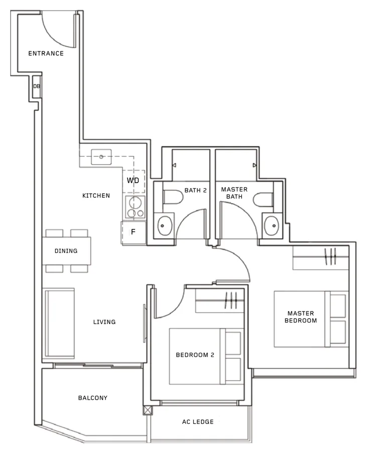 Myra floor plan, type B4: 2-Bedroom (B4), 667 sq ft