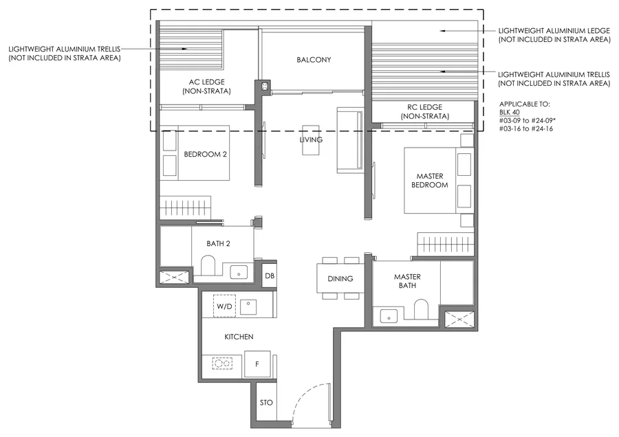 Nava Grove floor plan, type BP-1: 2-Bedroom Premium, 700 sq ft