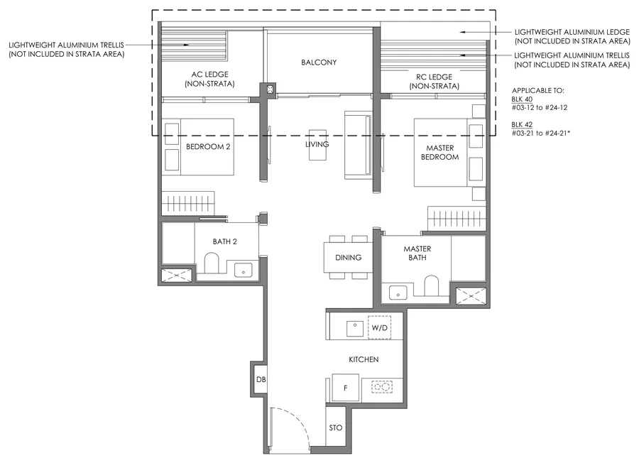 Nava Grove floor plan, type BP-2: 2-Bedroom Premium, 700 sq ft