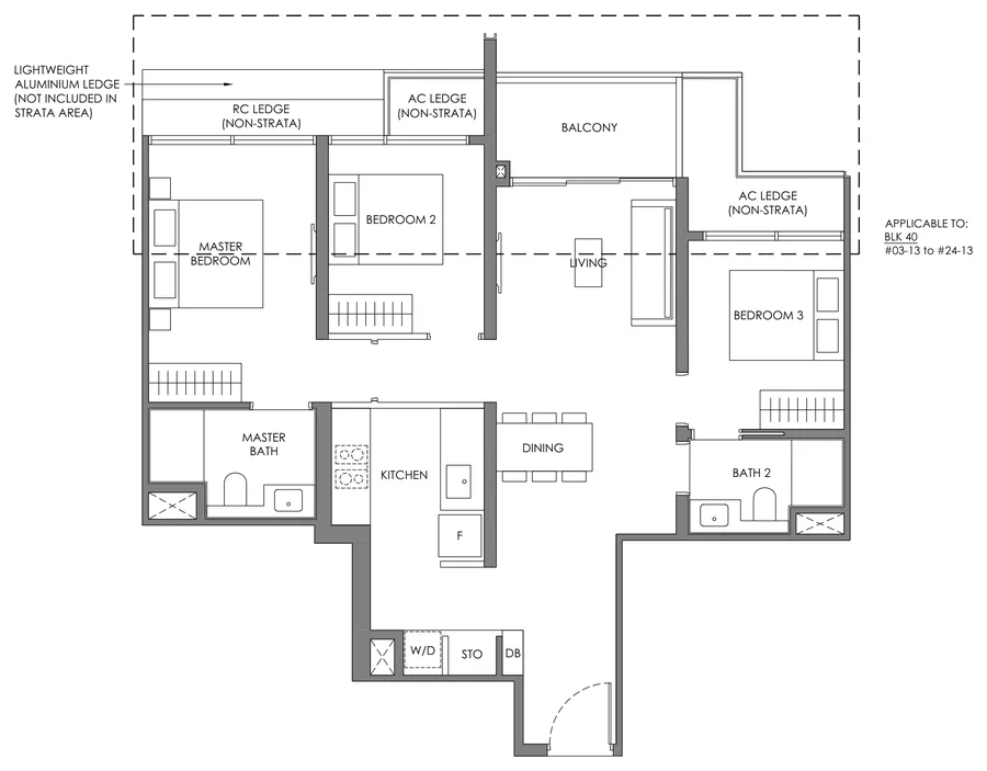 Nava Grove floor plan, type C-1: 3-Bedroom, 947 sq ft