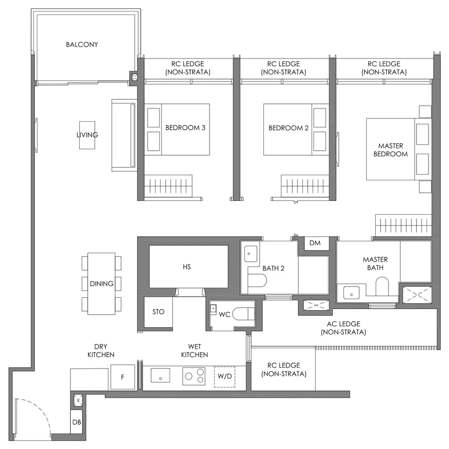Nava Grove floor plan, type CP-2: 3-Bedroom Premium, 1,109 sq ft