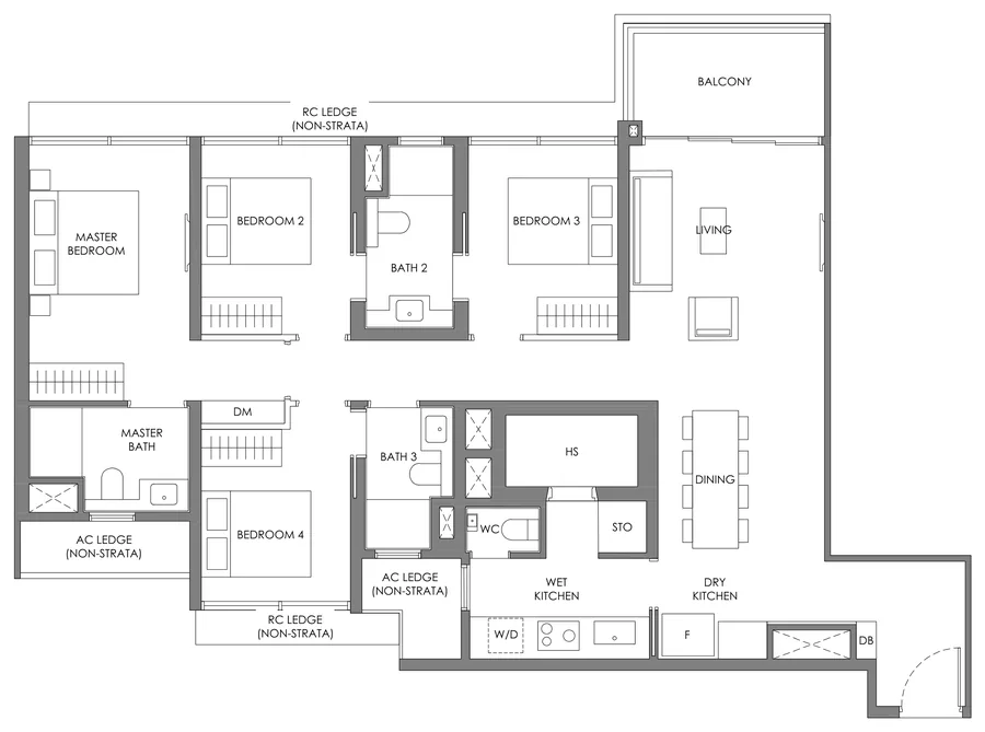 Nava Grove floor plan, type D-1: 4-Bedroom, 1,335 sq ft
