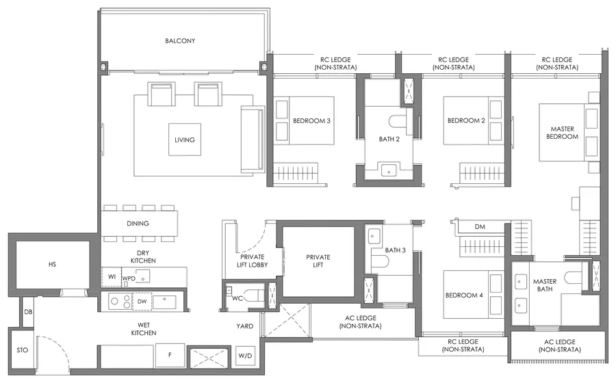Nava Grove floor plan, type DP-1: 4-Bedroom Premium + Private Lift, 1,550 sq ft