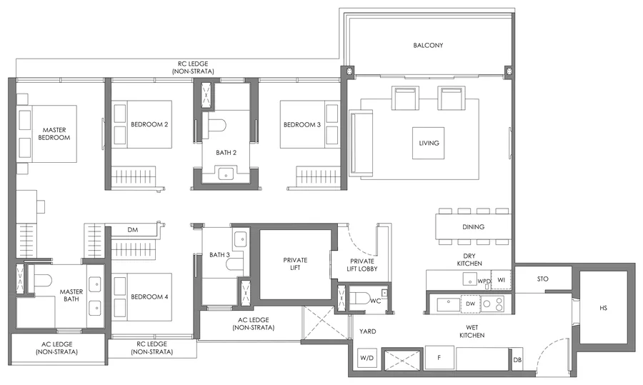 Nava Grove floor plan, type DP-2: 4-Bedroom Premium + Private Lift, 1,550 sq ft